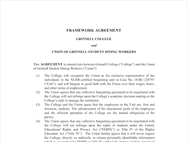Screenshot of framework agreement